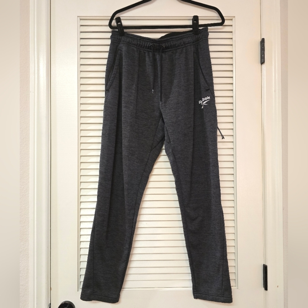 Reebok - Men's Charcoal Grey & White Sweatpants With Pockets - Picture 1 of 5